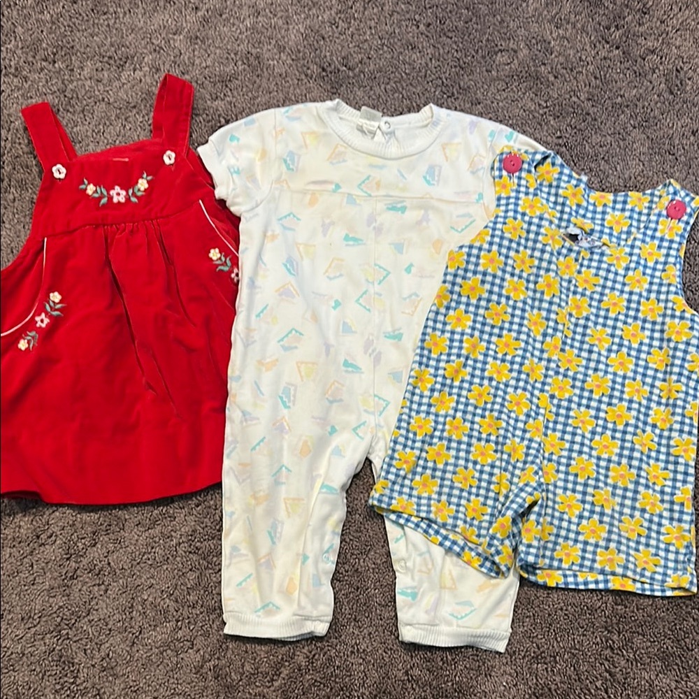 Toddler girls 18M vintage romper and dress bundle